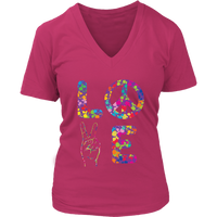 Peace and Love T-Shirt - Retro Tee - Kindness 60s 70s Tshirt - Womens Plus Size up to 4X