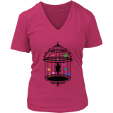 Fantasy Cage T-Shirt - Butterfly Tshirt - Caged Woman Tee - Womens Plus Size Up To 4X