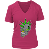 Punk Rock Halloween Skull Tshirt - Mohawk Spike Hair Tee - Womens Plus Size Up To 4X