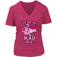 Cheshire Cat All Mad Here Grinning Wonderland Cat T-Shirt - Womens Plus Size Up To 4X