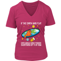 Funny Flat Earth Cat Joke T-Shirt - Flat Earther Society - Womens Plus Size Up To 4X