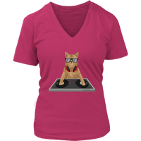 Cat DJ T-Shirt - Kitty Club Disc Jockey Tshirt - Graphic Tee - Womens Plus Size Up To 4X