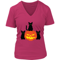 Spooky Black Cat T-Shirt - Halloween Pumpkin Tshirt - Womens Plus Size up to 4X