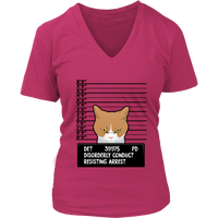 Funny Bad Cats Tee - Police Wanted Cat T-Shirt - Detroit - Womens Plus Size up to 4X