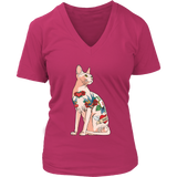 Cat And Tats Inked Cat Lover Tattoo Artist V-Neck T-Shirt Womens Plus Size S-4XL