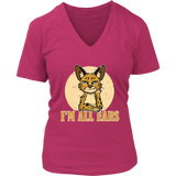 I'm All Ears Ginger Serval Cat Rescue Wild Animal Big Cats V-Neck T-Shirt Womens Plus Size S-4XL