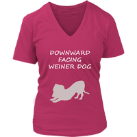 Yoga T-Shirt - Downward Facing Wiener Dog TShirt - Graphic T - Womens Plus Size Up To 4X