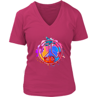 Peace Sign Artistic T-Shirt - Creative Paint Tee - Retro 70s - Womens Plus Size up to 4X