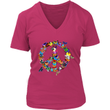 Butterfly Peace Sign Tshirt - Retro 70's Butterflies Tee - Womens Plus Size Up To 4X