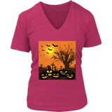 Jack O Lantern T-Shirt - Spooky Cemetery T Shirt Halloween - Womens Plus Size up to 4X