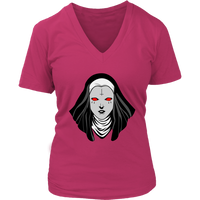 Halloween Occult Nun Tshirt - Creepy Black Religion Gothic T-Shirt - Womens Plus Size Up To 4X