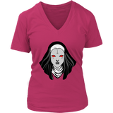 Halloween Occult Nun Tshirt - Creepy Black Religion Gothic T-Shirt - Womens Plus Size Up To 4X