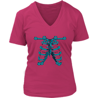 Skeleton Ribs Tshirt - Halloween Ribcage Bones Tee Shirt - Womens Plus Size Up To 4X