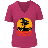 Black Cat Witch T-Shirt - Kitty Halloween Costume TShirt - Womens Plus Size Up To 4X