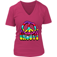 Groovy Peace Sign 60s 70s Tshirt Retro Hippie Soul V-Neck T-Shirt Womens Plus Size S-4XL