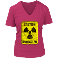 Caution Radioactive Warning Tshirt - Nuclear Danger Sign Tee - Womens Plus Size Up To 4X