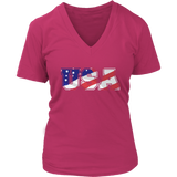 American Flag Patterned USA Text T-Shirts - America Tees - Womens Plus Size Up To 4X