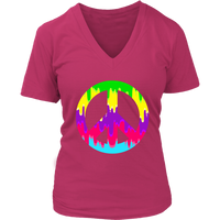 Dripping Paint Peace Sign T-Shirt - 60s 70s Hippie Retro Tee - Womens Plus Size up to 4X