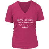 Funny Late Excuse T Shirt Cat Puke Cat Lover Tee Shirt - Womens Plus Size Up To 4X