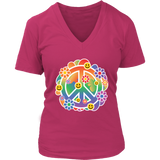 Happy Face Peace Sign Tshirt - Smile Flowers Retro Tee - Womens Plus Size Up To 4X