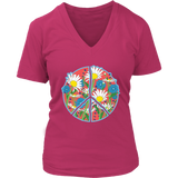 Floral Peace Sign T-Shirt - Retro Daisy Flowers Tee - Womens Plus Size up to 4X