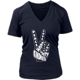 Peace Love Kindness 60s Hand Sign Retro Be Kind V-Neck T-Shirt Womens Plus Size S-4XL