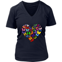 Womens Heart Full of Butterflies T-Shirt Mother's Day Tee Plus Size Up to 4X