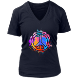 Peace Sign Artistic T-Shirt - Creative Paint Tee - Retro 70s - Womens Plus Size up to 4X