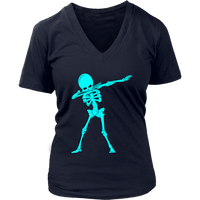 Neon Dabbing Skeleton Tshirt - Dancing Halloween Bones - Womens Plus Size up to 4X