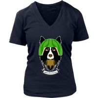 Funny Border Collie Dog Pun Melancholy Dogs V-Neck T-Shirt Womens Plus Size S-4XL