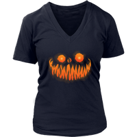 Evil Monster Halloween Tshirt - Jack O Lantern Smile Tee - Womens Plus Size up to 4X