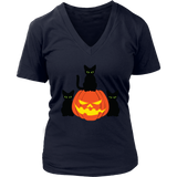 Spooky Black Cat T-Shirt - Halloween Pumpkin Tshirt - Womens Plus Size up to 4X