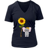 Sunflower Elephant T-Shirt Animal Flowers You are My SunshineTee Plus Size V-Neck Up to 4X