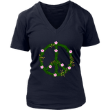 Flowers Vines Peace Sign T-Shirt - Retro 60s 70s Hippie Tee - Womens Plus Size up to 4X