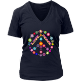 Peace Love Sign T-Shirt - Cute Retro Flowers Tee - Womens Plus Size up to 4X