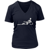 Halloween Chill Skeleton Relaxed Skeletons Skull And Bones V-Neck T-Shirt Womens Plus Size S-4XL