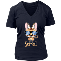 Sarcastic Serval Cat Funny I'm All Ears Wild Animal Feline V-Neck T-Shirt Womens Plus Size S-4XL