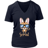 Sarcastic Serval Cat Funny I'm All Ears Wild Animal Feline V-Neck T-Shirt Womens Plus Size S-4XL