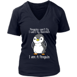 Penguins Can't Fly Cute Penguin Bird Flightless Animal V-Neck T-Shirt Womens Plus Size S-4XL