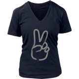 Hand Peace Sign T-Shirt - Grey 60s 70s Hippie Retro Tee - Womens Plus Size up to 4X