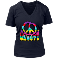 Groovy Peace Sign 60s 70s Tshirt Retro Hippie Soul V-Neck T-Shirt Womens Plus Size S-4XL