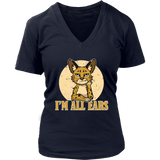 I'm All Ears Ginger Serval Cat Rescue Wild Animal Big Cats V-Neck T-Shirt Womens Plus Size S-4XL