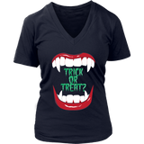 Halloween Trick or Treat T-Shirt - Vampire Fangs Tshirt - Womens Plus Size up to 4X