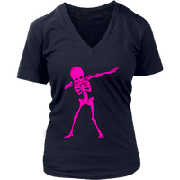 Neon Pink Dabbing Skeleton Tshirt Halloween Dancing Monster - Womens Plus Size up to 4X