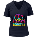 Distressed Groovy Peace Sign 60s 70s Tshirt Retro Hippie Soul V-Neck T-Shirt Womens Plus Size S-4XL