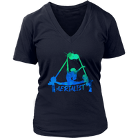 Aerialist Tshirt - Air Silk Acrobat Yoga Aerial Silks Dancer V-Neck T-Shirt Womens Plus Size S-4XL