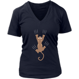 Clinging Cat T-shirt - Kitty Scratches Tshirt - Womens Plus Size Up To 4X