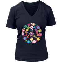 Peace Love Sign T-Shirt - Hippie Flowers Tee 60s Retro - Womens Plus Size up to 4X