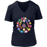 Peace Love Sign T-Shirt - Hippie Flowers Tee 60s Retro - Womens Plus Size up to 4X