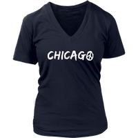 Chicago Illinois Peace Sign T-Shirt Retro Hippie Windy City Womens Plus Size